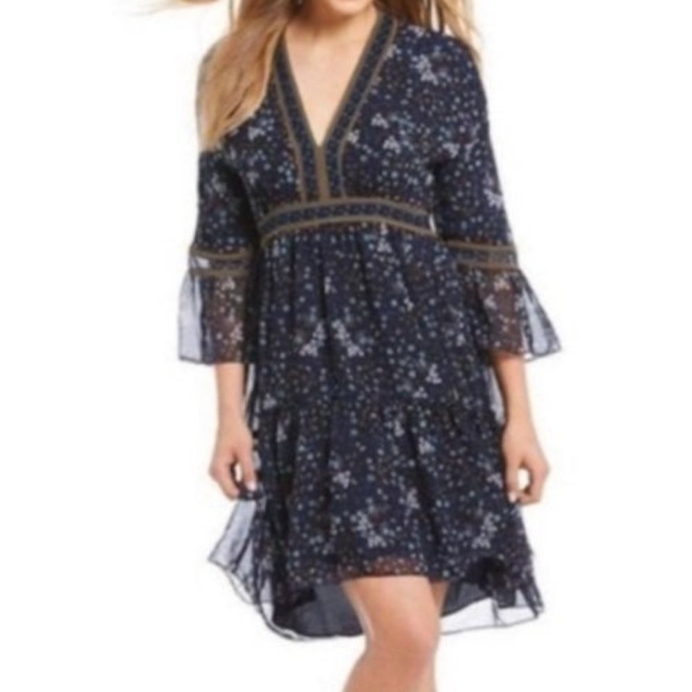 Chelsea & Violet Floral Bell Sleeve Boho Dress XS - Picture 1 of 8
